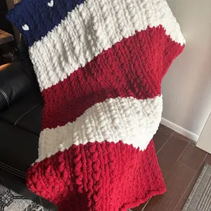 American Flag Inspired Blanket - Red, White & Blue Striped Design for Patriotic Decor