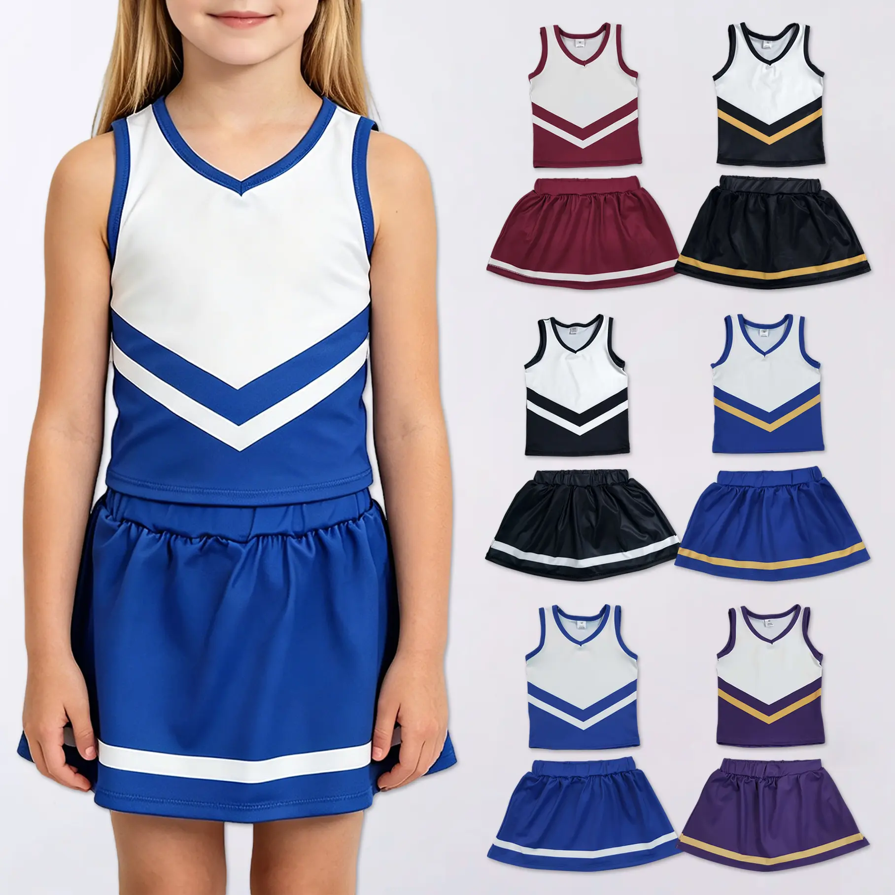 Cheer Uniform Kids Girls Cheerleading Team Student Role Playing Stage Performance Competition Carnival Party Outfit Set