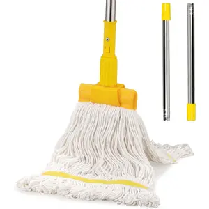 Professional Commercial Industrial Heavy Duty Mop with 48" Long Handle Cotton Wet Mops for Floor Cleaning Home Kitchen Office Garage and Concrete Tile Floor