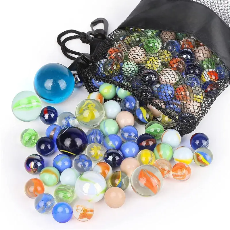 66PCS Glass Marbles for Kids & DIY Projects Assorted Sizes Bulk Colorful Toys for Home Decoration and Creative Projects