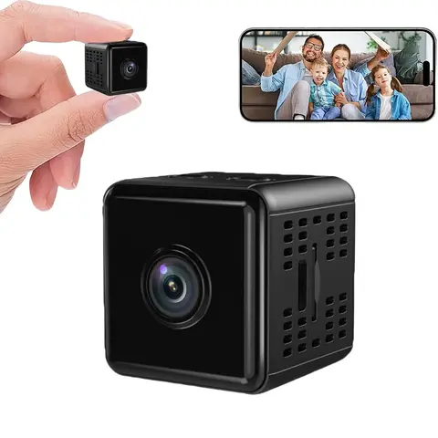 Mini Cube WiFi Home Security Camera - 720P Magnetic Stream Lens, Li-ion Battery, Type-C Charging, Remote Control, Motion Sensor, Mobile App View, Night Vision, Portable, Micro SD Card, Mount Included for Baby Monitoring