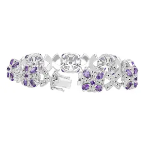 Dallas Prince Sterling Amethyst & Chrome Marcasite Bracelet