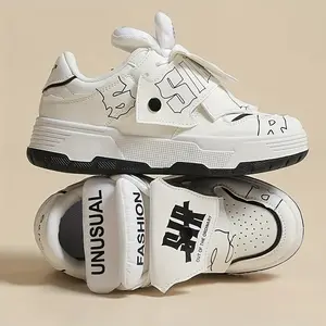 Women'S Hip Hop Fashion Sneakers - Lightweight Low Top Lace-Up Casual Sports Shoes with Plain Toe, Mesh Inner, PVC Sole, EVA Insole - All-Season Breathable Man-Made Upper