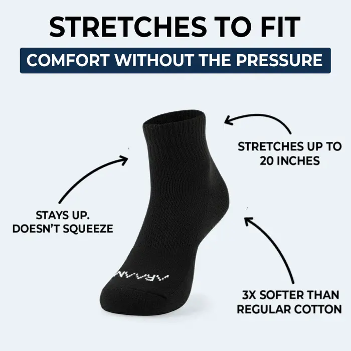 Araam ComfortFlex Ankle Socks | Extra Stretch, Soft Cotton, Gentle Fit, Seamless Toe, Comfortable All Day for Sensitive Feet