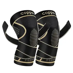 Copper Knee Braces With reinforced straps 2 Pack for Knee Pain Relief & Support - 3D Knitting Technology for Meniscus Tear, Running, Weightlifting, Workout, ACL, Arthritis, Joint Pain Relief - Patella Band(M-XXL)