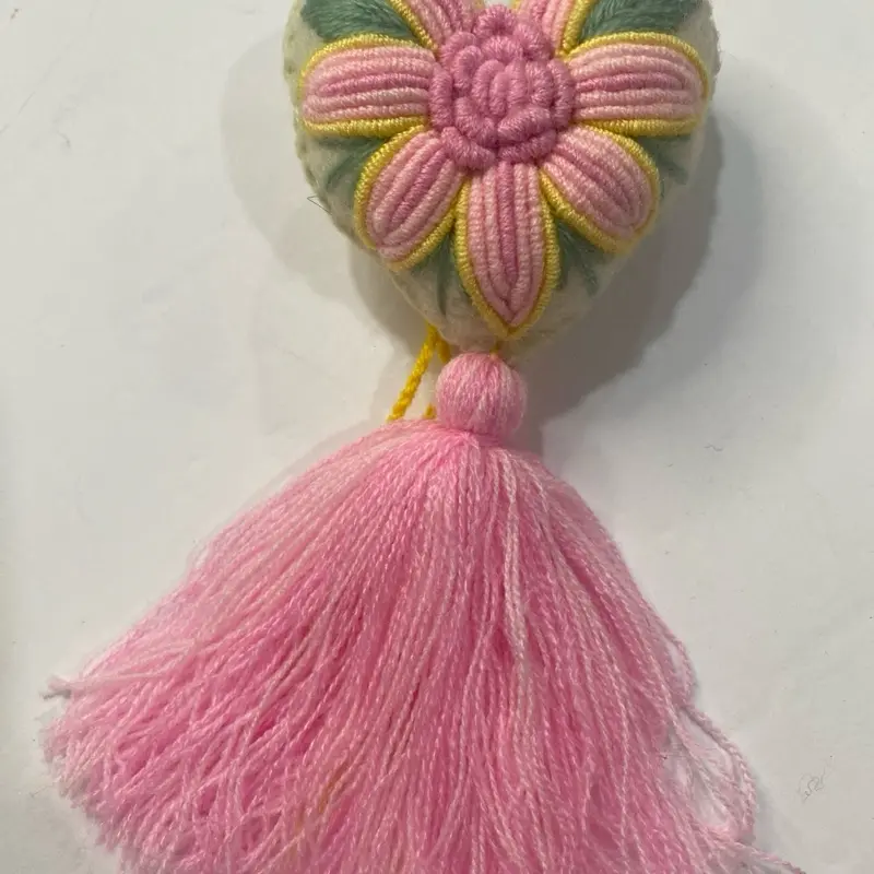 Light pink heart bag tassel