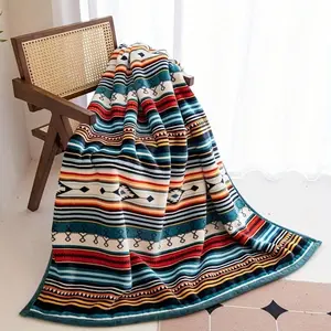 1pc Multicolor Striped Geometric Blanket - Soft Warm Cozy Bedspread With Multicolored Horizontal Stripes In,,,, - Bedspread Suitable Couch, Bed, Chair - All-Season Comforter, Birthday Mother's Day Size