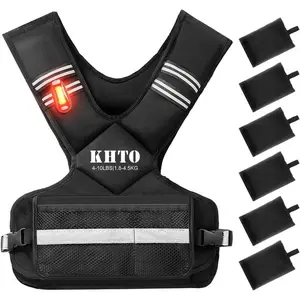 Adjustable Weighted Vest for Men and Women with Warning Light Reflective Strip,Large Weight Vest for Exercise Set Cardio and Strength Training (4-10lb/11-20lb/20-32lb)