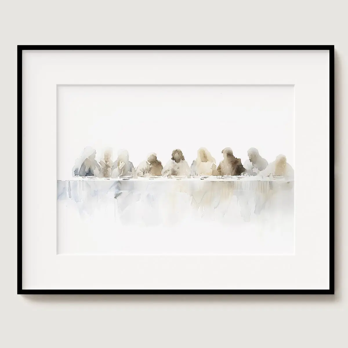 The Last Supper Wall Art, Minimalist Christian Poster in Horizontal Layout, Modern Abstract Faith Print, 5 Size, 8x12 to 27x40 inch, Room Decor, Unframed