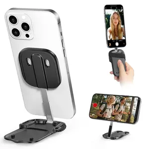 4-in-1 Magnetic Phone Holder, Adjustable Multi-Function Desktop Stand, Live Streaming Photography Stand, Travel Gadget, Compatible with MagSafe IPhones, Android Phones -- Includes 2 Magnetic Rings