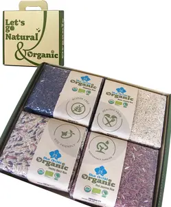 Organic Thai Jasmine Rice Gift Set - 4 Kinds of Rice - Brown Jasmine - Red Jasmine - Black Jasmine Riceberry - Mixed Jasmine Rice - 4 LB Let's Go