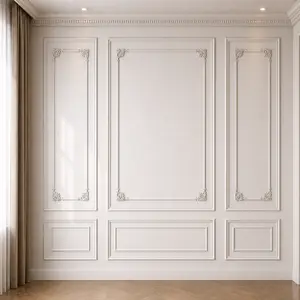 Pre-Cut Decorative Wall Panel Kit - DIY Wainscoting Interior Moulding Trim for Living Room Decor, Bathroom Decor Ideas, wall decor 3 Top, 3 Bottom wall decor Available in various styles; options include an inner frame and corner accents.