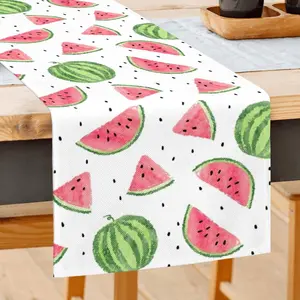 Watermelon Linen Table Runner, Colorful Table Runner Spring Summer for Farmhouse Kitchen Dinning Party Holidays Decorations Outdoor
