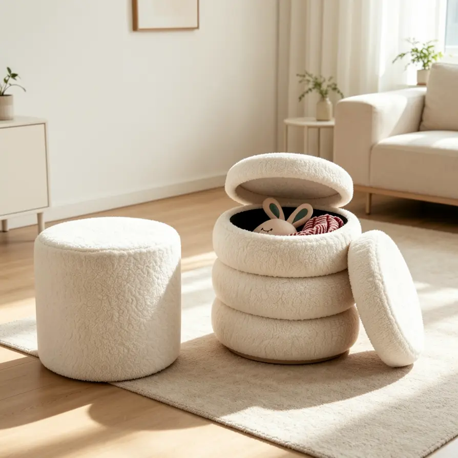 Mirrored dressing table stool