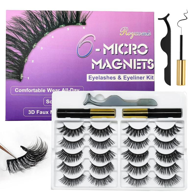 10 Pairs Cat-Eye Magnetic Lashes With Eyeliner, 3D Magnetic Eyelashes Natural Look With Eyeliner, Fake Eyelashes Magnetic