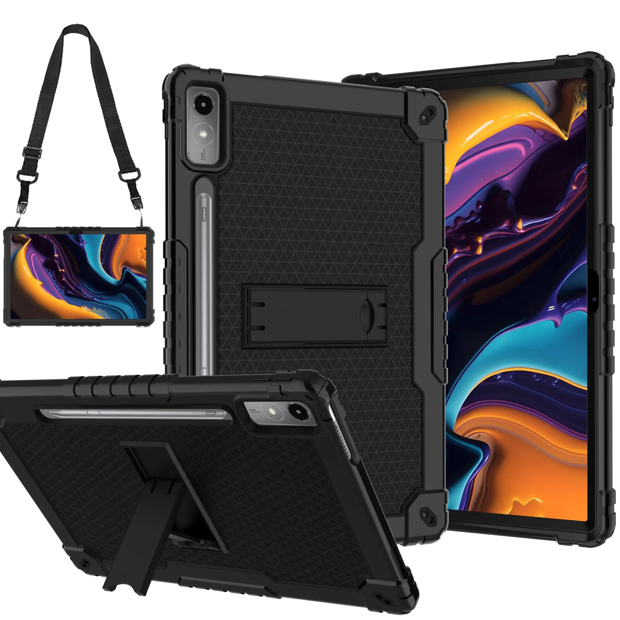 Doemoil Case for Lenovo Tab P12 12.7 Inches Tablet Case,Heavy-Duty Drop-Proof Shockproof Hybrid Kids Protective Case for Lenovo tab P12/Xiaoxin Pad Pro 12.7" Tablet Case TB370FU/TB371FC
