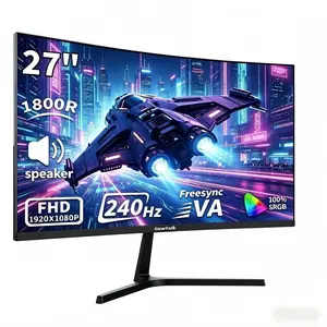 Gawfolk 27in Curved Gaming Monitor - 240Hz, 1080P, 1800R, Ultra-Thin Bezel, Built-in Speakers, Wall-Mount Ready, DP & HDMI Ports