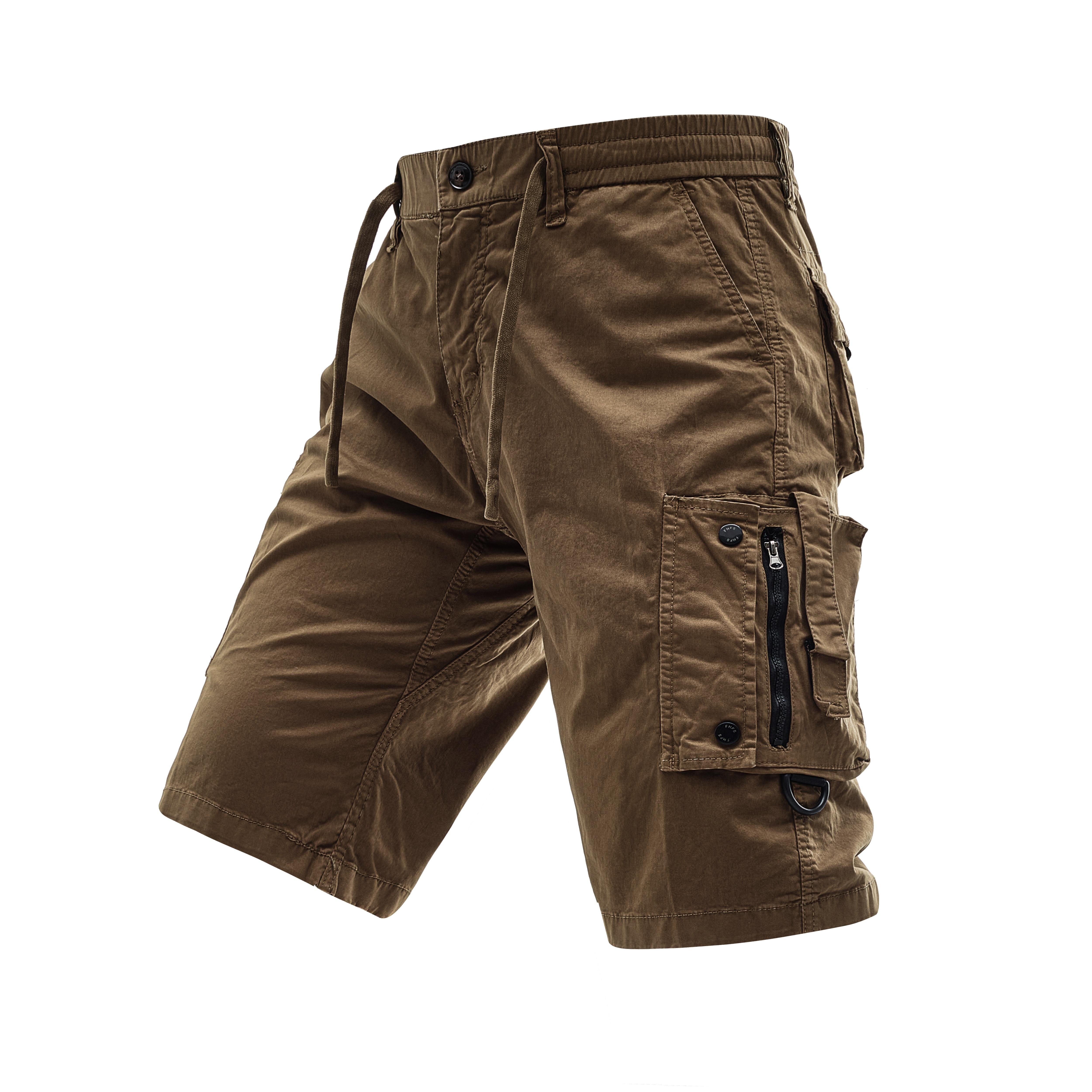 Men's Casual Cargo Shorts Washed Cotton Breathable Comfortable Elastic Waist Drawstring Multi-Pocket Workwear Shorts for Summer Outdoor Daily Streetwear Casual Hiking Running Utility Shorts with Zipper Pockets,Men Clothes