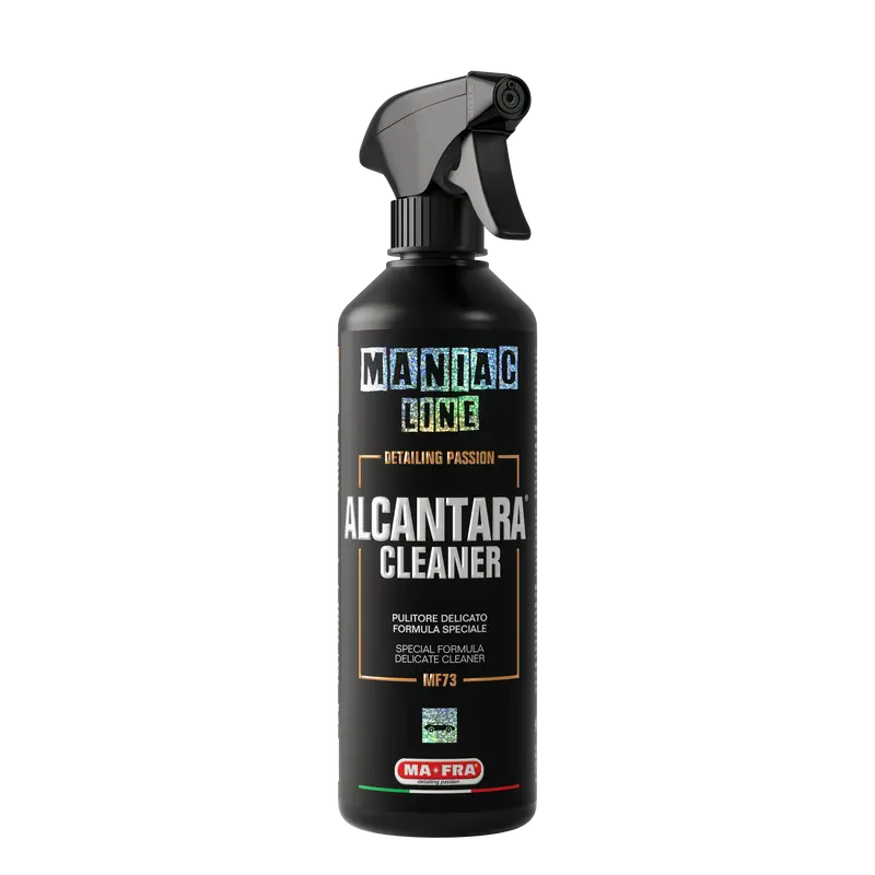 Maniac Line Alcantara Cleaner - 500ml Ready-to-Use Car Interior Spray, Upholstery Deep Cleaner, Stubborn Stain Remover, Anti-odor Fresh, Powder & Organic Dirt Lifter, Soft Touch Leather Care, VOC-Free, Alcantara-Approved, Ideal for Frequent Cleaning