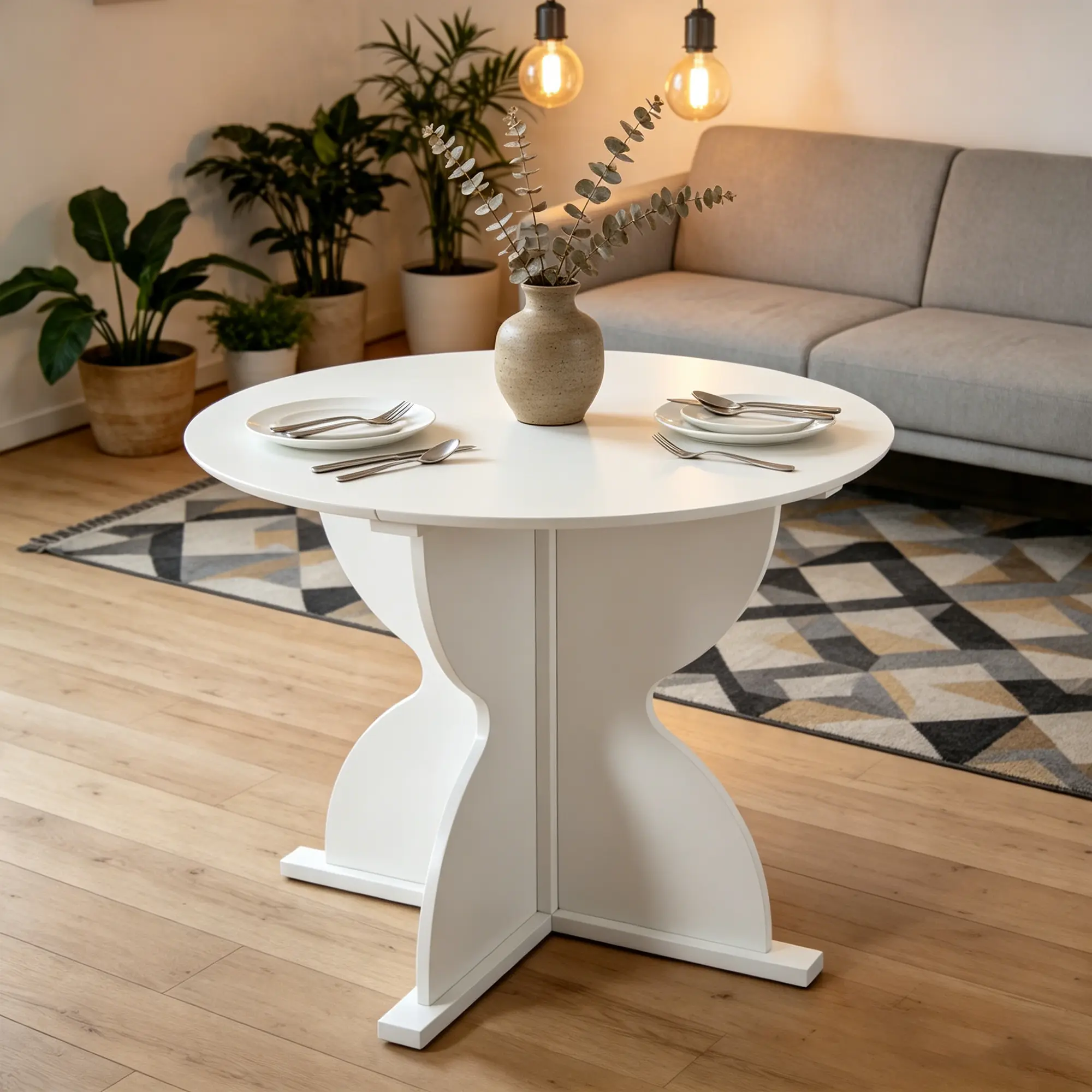 Nicole Selection Heavy-Duty Round Dining Table - Solid Rubberwood & MDF, 36" Dia., Adjustable Height, 360° Smooth Swivel, 150KG Load Capacity, Sturdy Center Leg, Assembly Required, Ideal for Kitchen & Dining Room