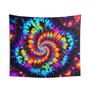 Neon Tie Dye Tapestry, Wall Hanging for Bedroom Decor, Hippie Dorm Room Decoration, Psychedelic Festival Blanket
