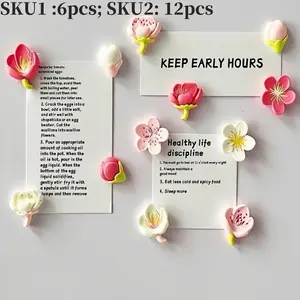 Cute Cherry Blossom Refrigerator Magnets, Colorful Fridge Stickers, Flower Designed Patterns, Kitchen Office Storage Cabinet Home Decor