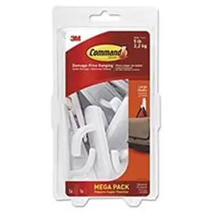 3M  5 lbs General Purpose Hooks Plastic, White - 14 Hooks & 16 Strips per Pack