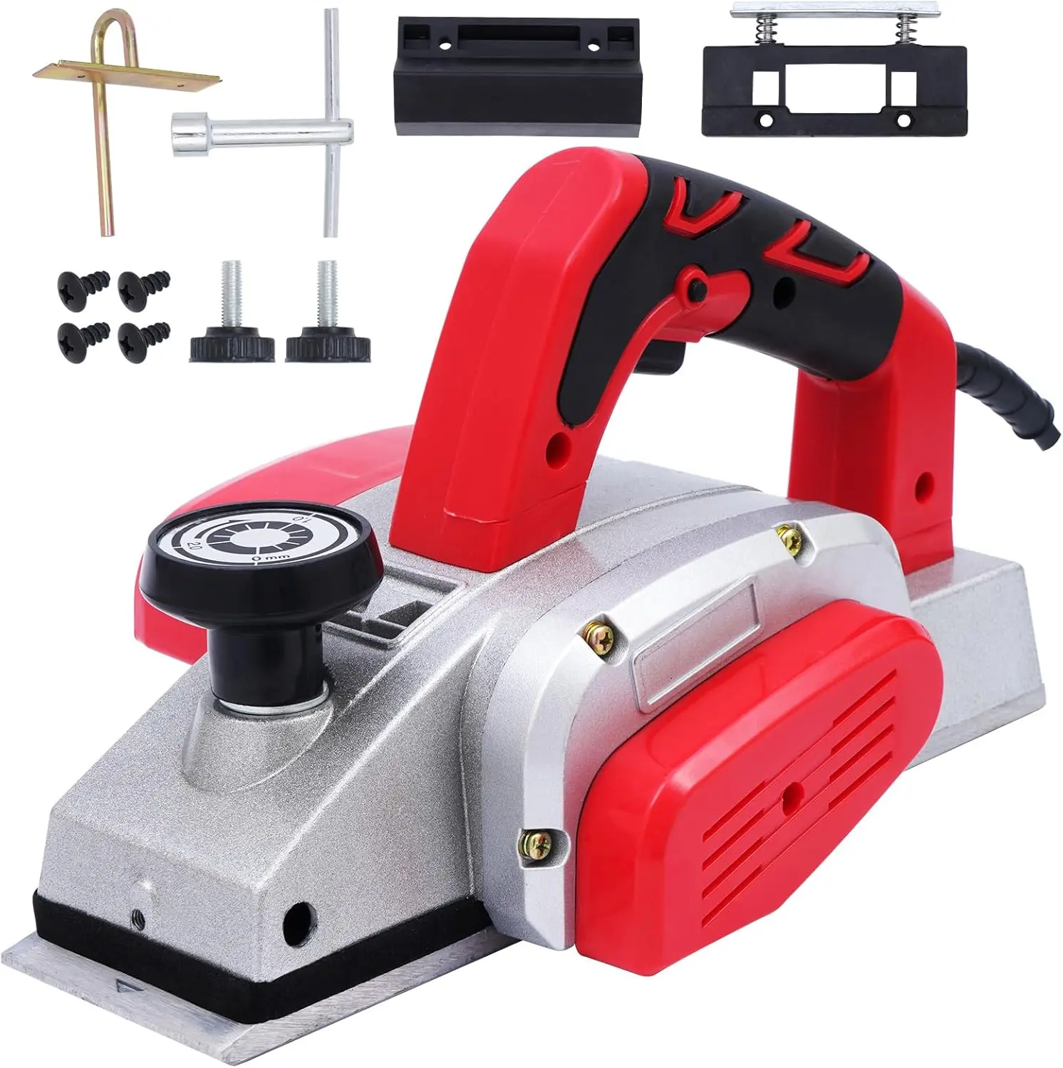 3-1/4 Inch Electric Hand Planer, Corded Wood Planer for Woodworking, Portable Handheld Planer with Replacement Blades & Edge Guide