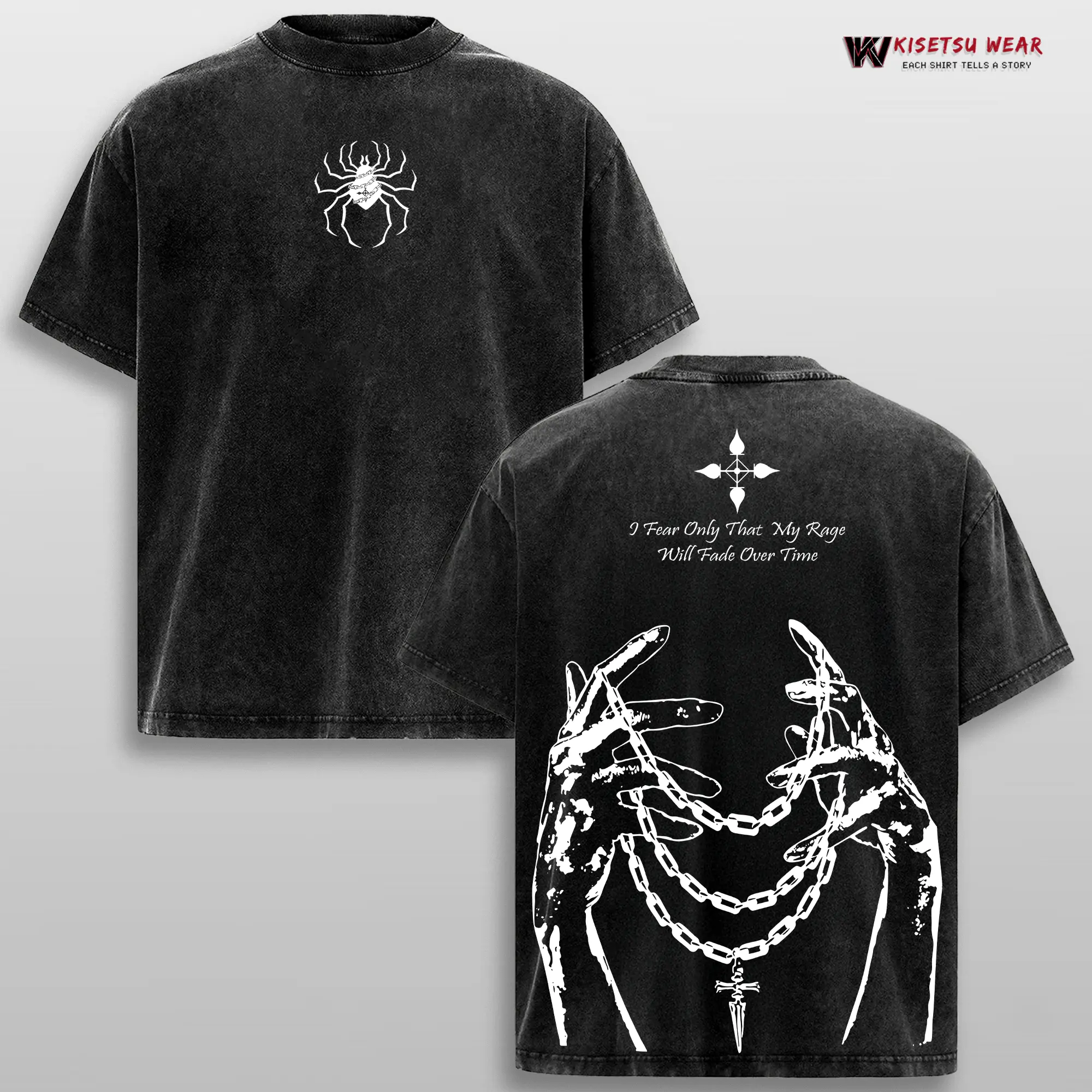 Limited Edition Chain of Judgement Kurapika Hunter x Hunter Anime Double Printed Oversize Lightweight Acid Washed Tee, Gift For anime merch
