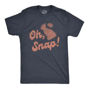 Mens Oh Snap T shirt Funny Chocolate Easter Bunny Basket Egg Hunt Gift for Him Mens Funny T Shirts Cool Vintage Fashion T-Shirt Gift Classic Menswear Easter Apparel for Men Funny Food Short Sleeve Novelty Tees Navy