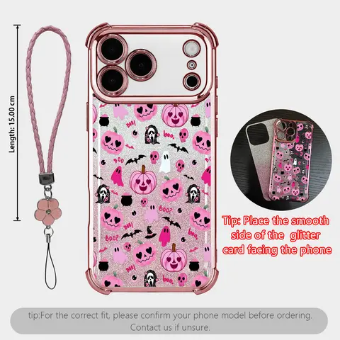 Cute Halloween Pumpkin Ghost Phone Case for iPhone 18 Pro Max 17 Air,16 Plus,15,14,13,12,11,XR,XS Max & Galaxy S26,S25,S24,S23,S22, Transparent Soft Silicone Cover, 4-Corner Drop Protection, Non-Yellowing Shockproof, Gift for Her, JL118