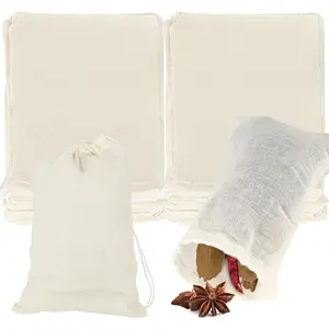 40PCS Spice Bags, Spice Bags for Cooking with Drawstring, Tea Bags for Self-Filling Reusable, Cotton Bags for Loose Tea, Coffee, Filter, Spices, 5.91''x3.93''/15 X 10 Cm