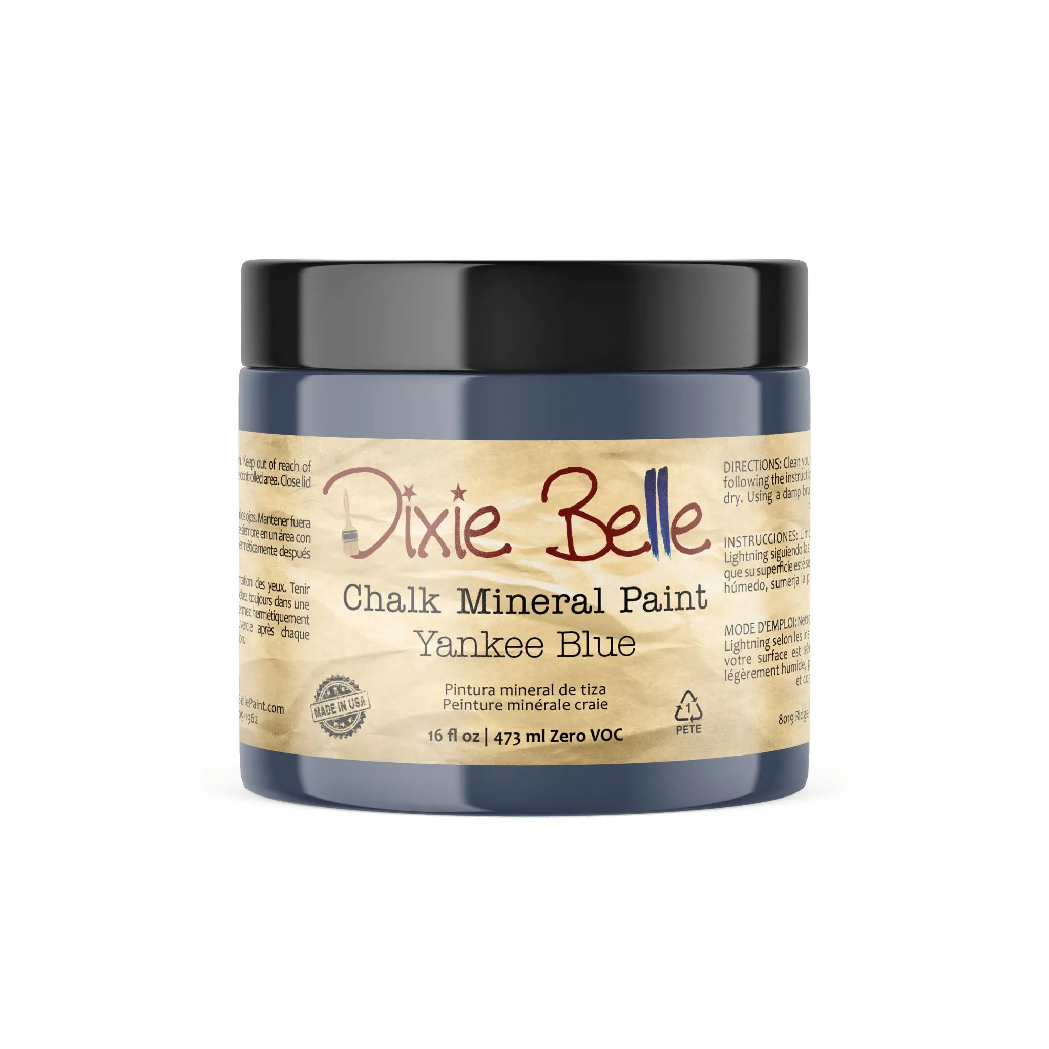 Dixie Belle Paint Company Chalk Finish Furniture Paint | Yankee Blue (16 Fl Oz) | Matte Cool Navy Chic Chalk Mineral Paint | DIY Furniture Paint | Made in the USA