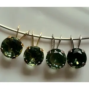 14K Solid Two-Tone White or Yellow Gold Minimalist Moldavite Pendant