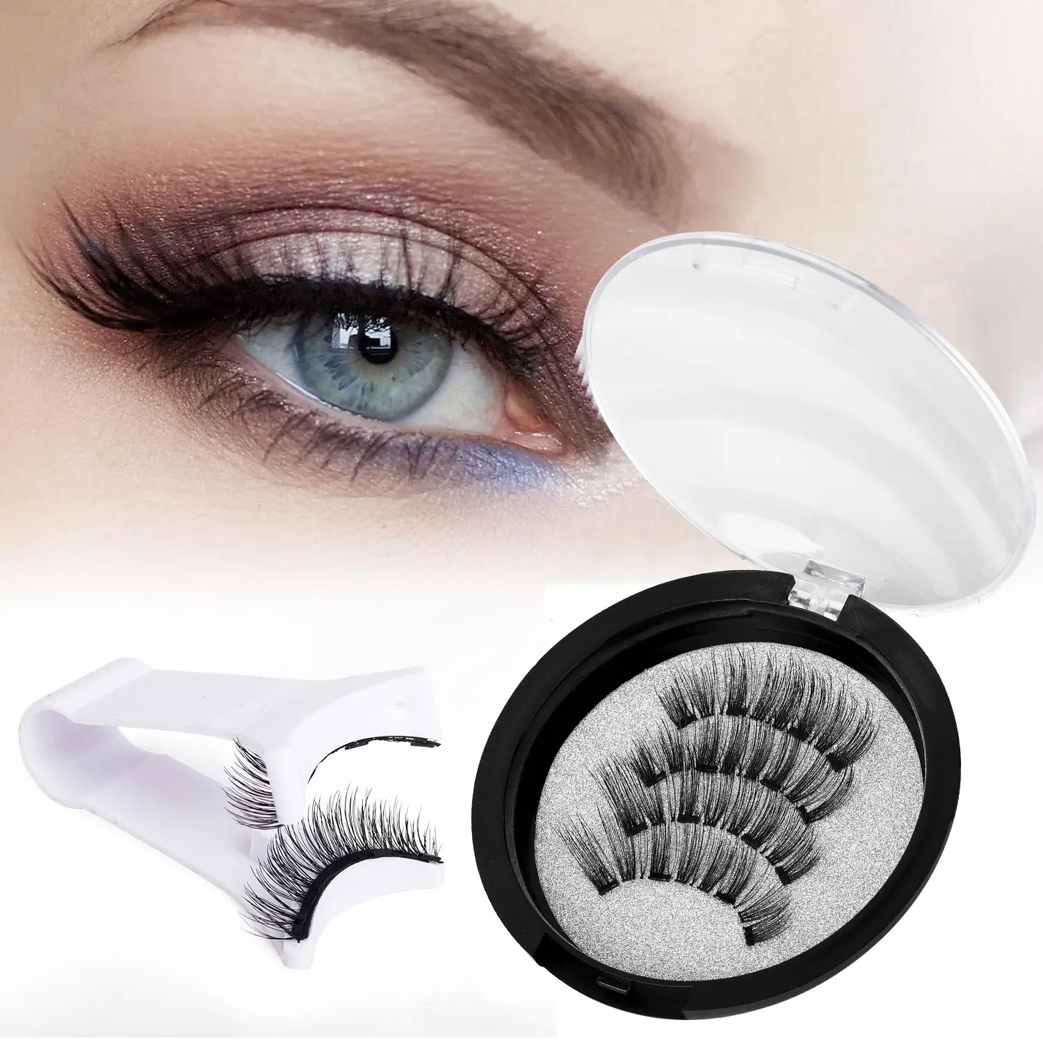 Glue-Free Magnetic False Eyelashes, Glueless Lashes, Quick Makeup Application, Natural Look, Reusable Doll Style Lashes, Ideal for Beginners, Cosmetic, Fluffy Lash Clusters