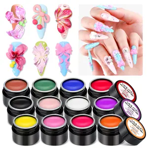 Saviland SSPro X 3D Nail Gel Set - 12 Non-Sticky Colors for Nail Art Sculpting Drawing Hand Carving & Molding with Sculpture Pen Manicure Polish 200g Daily Glossy Cutics Cosmetic Long Lasting UV