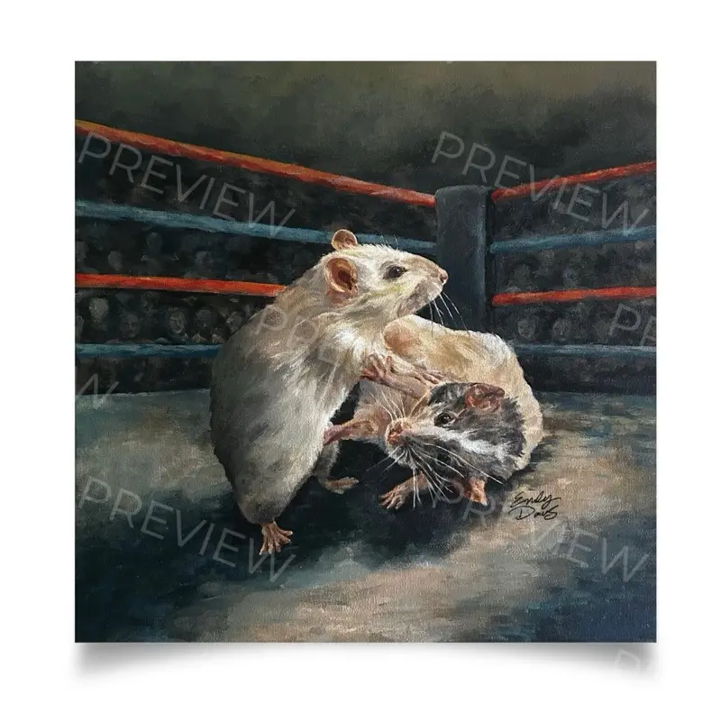 Wrestling Rats Giclee Print