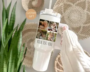 Custom Photo Collage Tumbler 40 oz, Picture with Personalization Cup, Personalized Image Tumbler for Grandma, Mother's Day Gifts, Travel Coffee Cup, Kitchen Drinkware, Gift for Family
