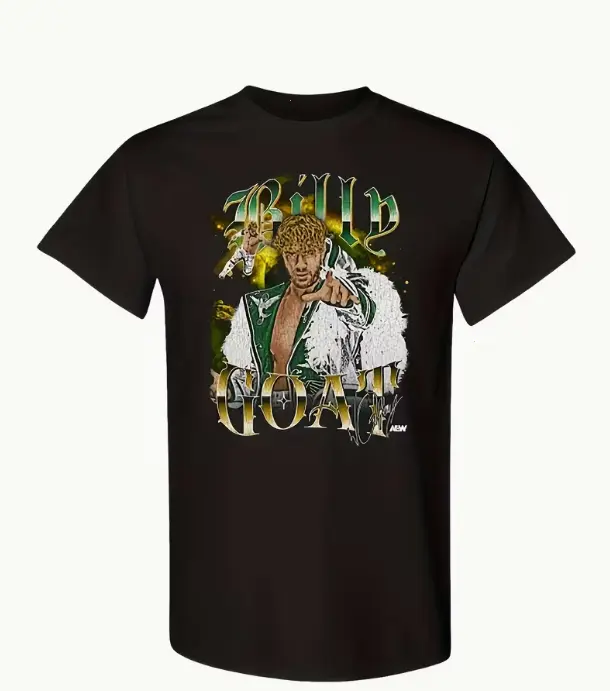 AEW Official Will Ospreay Billy Goat Wrestling T-Shirt - Men'S Black Featuring Golden Text & AEW Logo Print