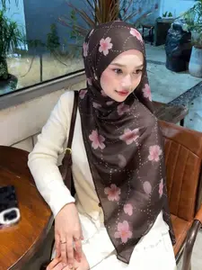 1pc Women Bohemian Watercolor Print Headscarf Muslim Sun Protection Headwrap Elegant Casual Shawl Scarf Daily Holiday Versatile Turban
