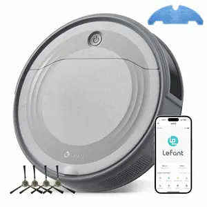 Lefant M310 Robot Vacuum Cleaner – 4500Pa Suction, 140 Mins Runtime, Precise Navigation with HEPA Filter, Wi-Fi(2.4GHz ONLY)/App/Voice Control, Ideal for Pet Hair & Hard Floors, Slim Design, Auto Recharge, Gray