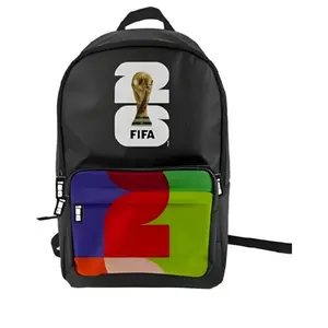 FIFA World Cup 26 Trophy Backpack - Official 2026 Logo, Water-Resistant Nylon, Padded Straps, Front Zip Pocket, Ideal for Football Fans & Travel