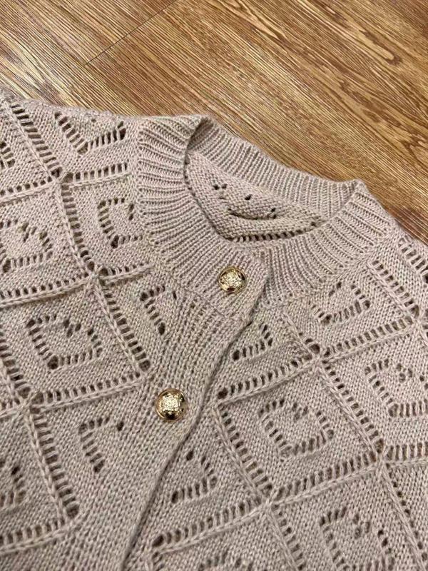 Women's Solid Color  Button Front   Sweater Cardigan, Elegant Casual Long Sleeve Knit Cardigan for Daily Outdoor Wear, Women Knitwear for Fall & Winter, Tops