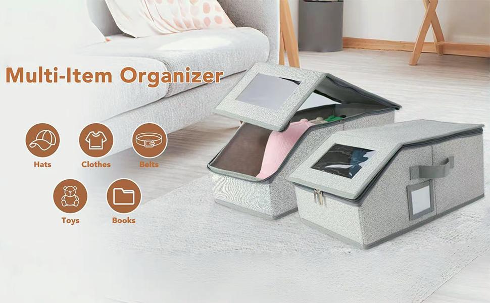 Stackable Hat Storage Box for Baseball Caps, Holds Upto 12 Caps, Durable Cardboard Box for Men, Classic Style, Wardrobe Organizer(Grey)