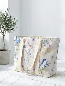 1 watercolor floral pattern 2D print tote bag, large capacity space|commuting/shopping/working all-purpose|carry the gentleness and faith of Easter in your hands, Easter
