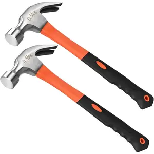 2 count 16oz Claw Hammer, Straight  Claw Hammer, Fiberglass General Purpose Hammer with Smooth  & Non-slip Grip
