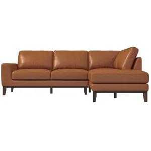 Mayfair Tan Leather Right Sectional Sofa