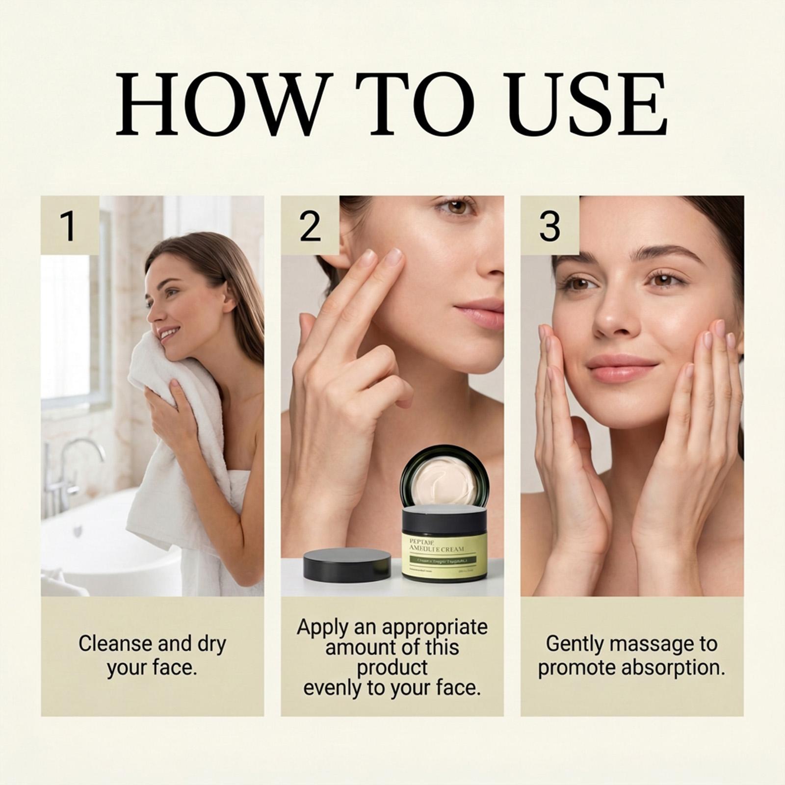 Peptide Ampoule Face Cream with Adenosine Lavander Oil Fine Line Treatment Moisturizing Elastin Boost Korean Skincare (1.69 fl oz)