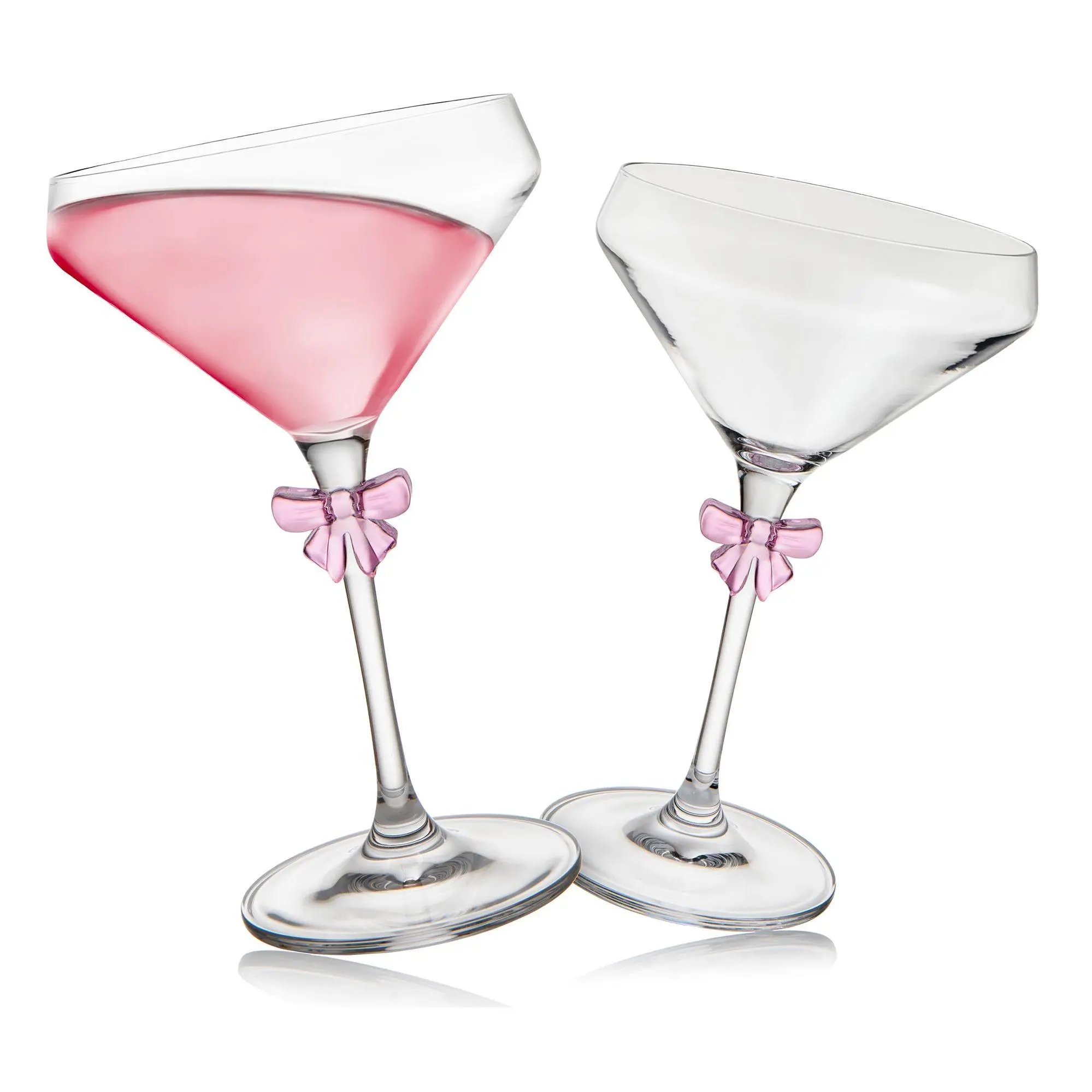 Godinger Set of 2 Pink Bow Coupes