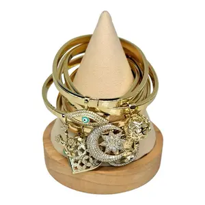 Women's Fashionable Bracelet Set - 7.5 in Stackable Laminated Gold Bangles with Pendant, Heart Shaped & Moon Star Bracelets, Elegant Durable Daily Fashion Accessory, Heart Shaped Bracelet, Moon Star Bracelet Dainty Gold Plated Dainty Gold Plated